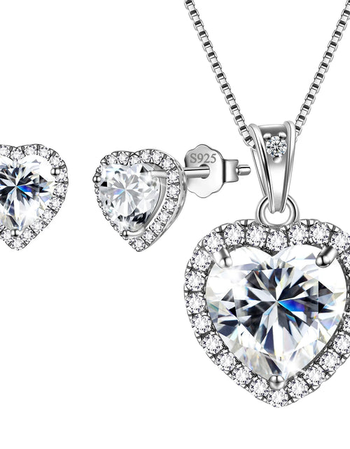 Load image into Gallery viewer, June Birthstone Jewelry Sets Women Alexandrite Heart Jewelry Set Necklace Earrings 925 Sterling Silver Fine Jewelry Birthday Mother&#39;S Day Gifts
