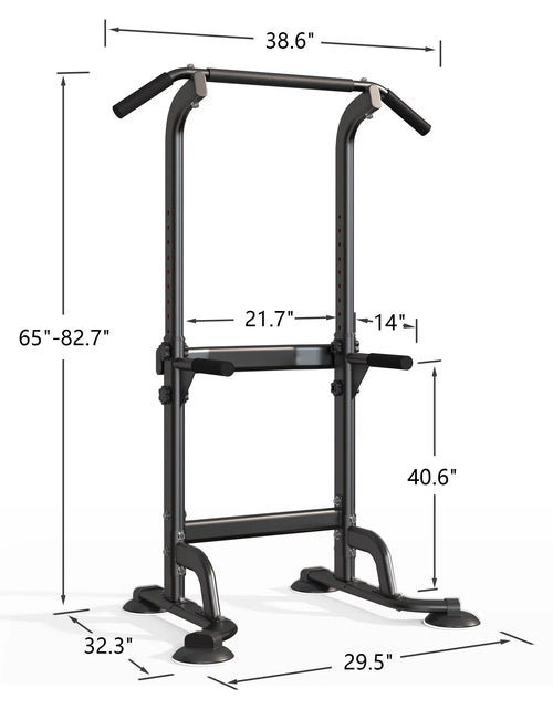 Load image into Gallery viewer, Power Tower Pull up Bar, Strength Training Workout Equipment with Adjustable Height, Black
