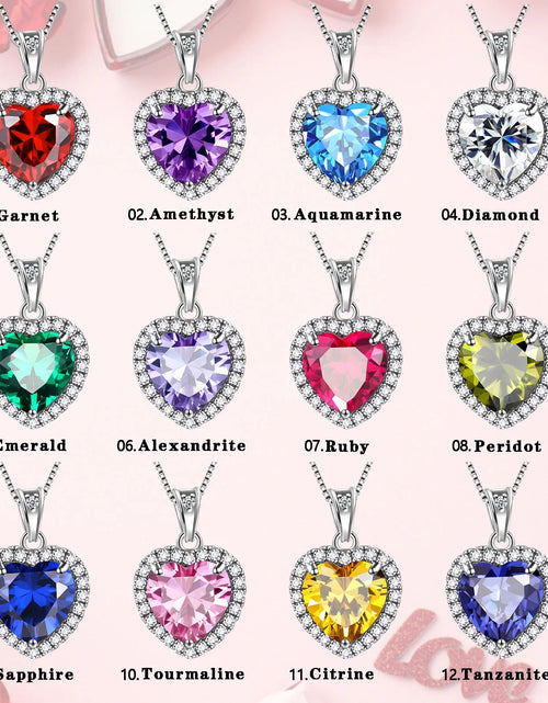 Load image into Gallery viewer, June Birthstone Jewelry Sets Women Alexandrite Heart Jewelry Set Necklace Earrings 925 Sterling Silver Fine Jewelry Birthday Mother&#39;S Day Gifts
