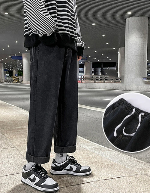 Load image into Gallery viewer, Autumn Korean Fashion Drawstring Y2K Jeans Homme Classic Baggy Straight Wide Leg Pants 2025 New Hip Hop Streetwear Casual Jean
